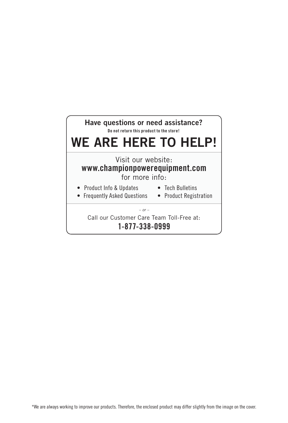 We are here to help | Champion Power Equipment 18890 User Manual | Page 2 / 20