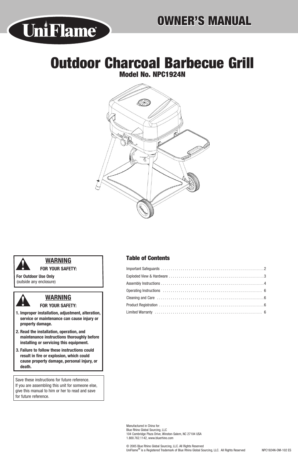 Blue Rhino NPC1924N User Manual | 12 pages