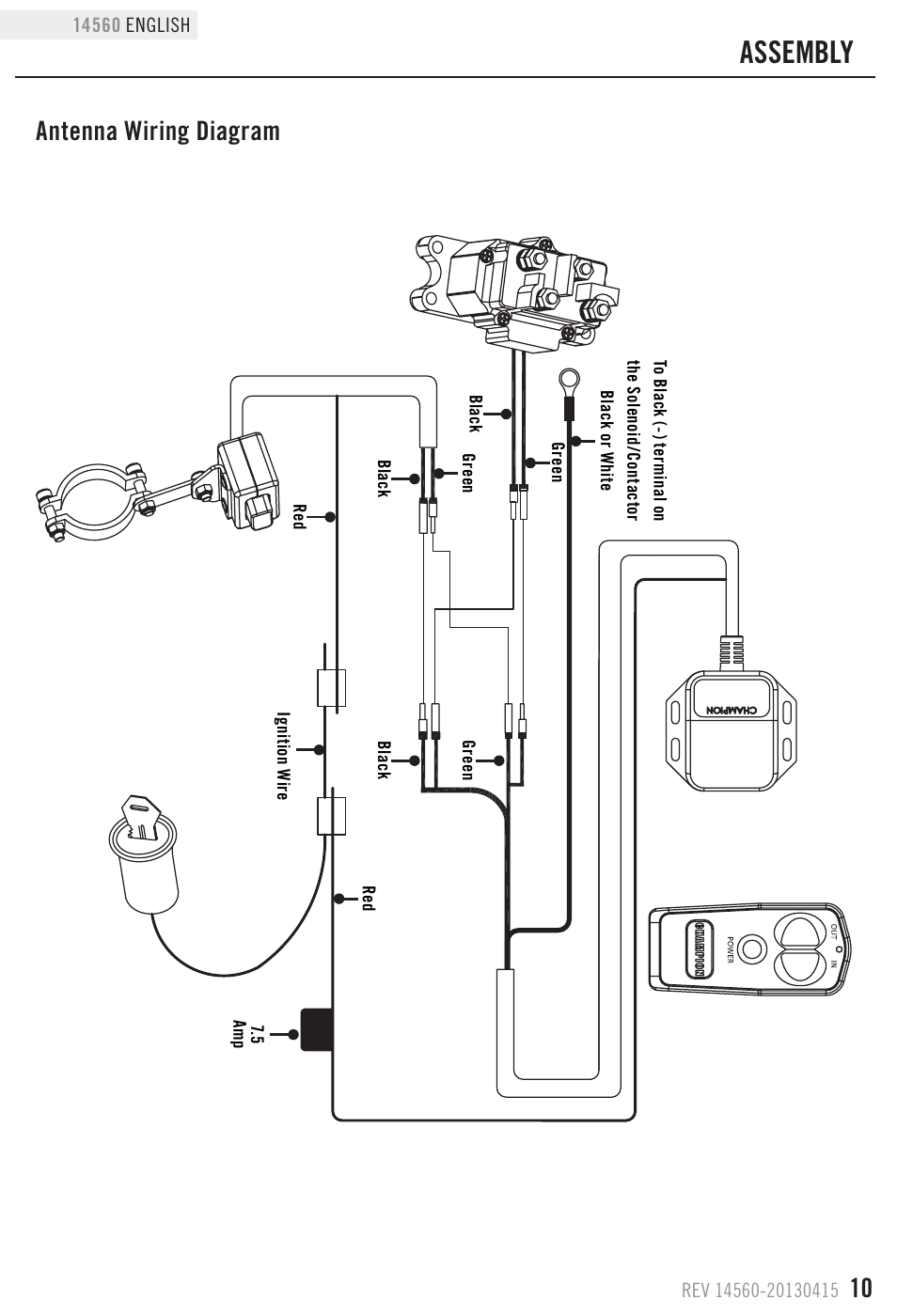 Assembly, Antenna wiring diagram | Champion Power Equipment 14560 User Manual | Page 13 / 21