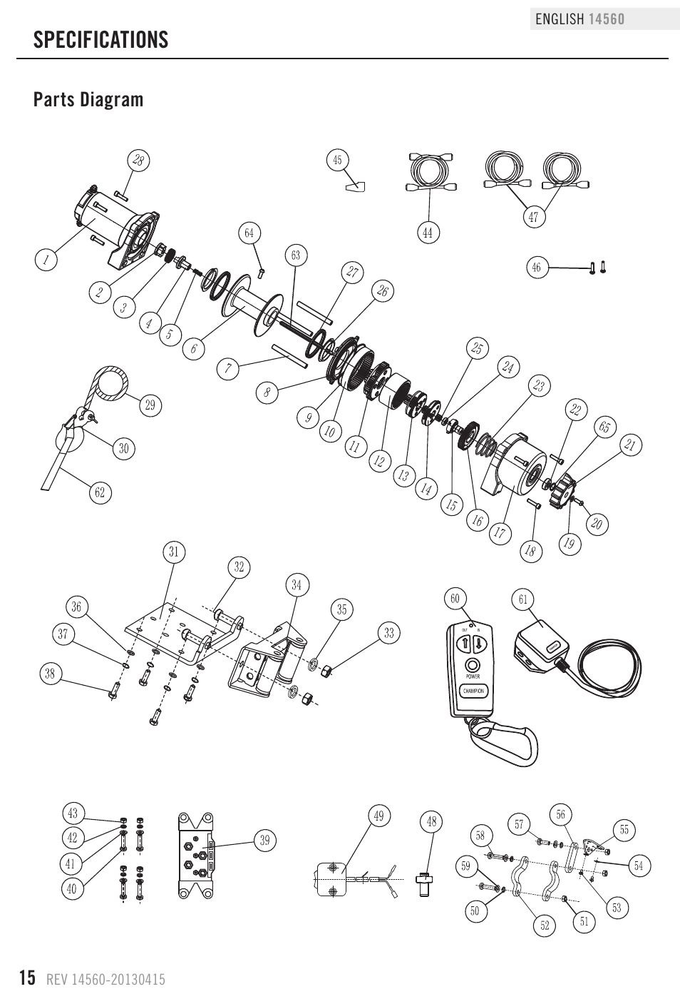 Specifications | Champion Power Equipment 14560 User Manual | Page 18 / 21