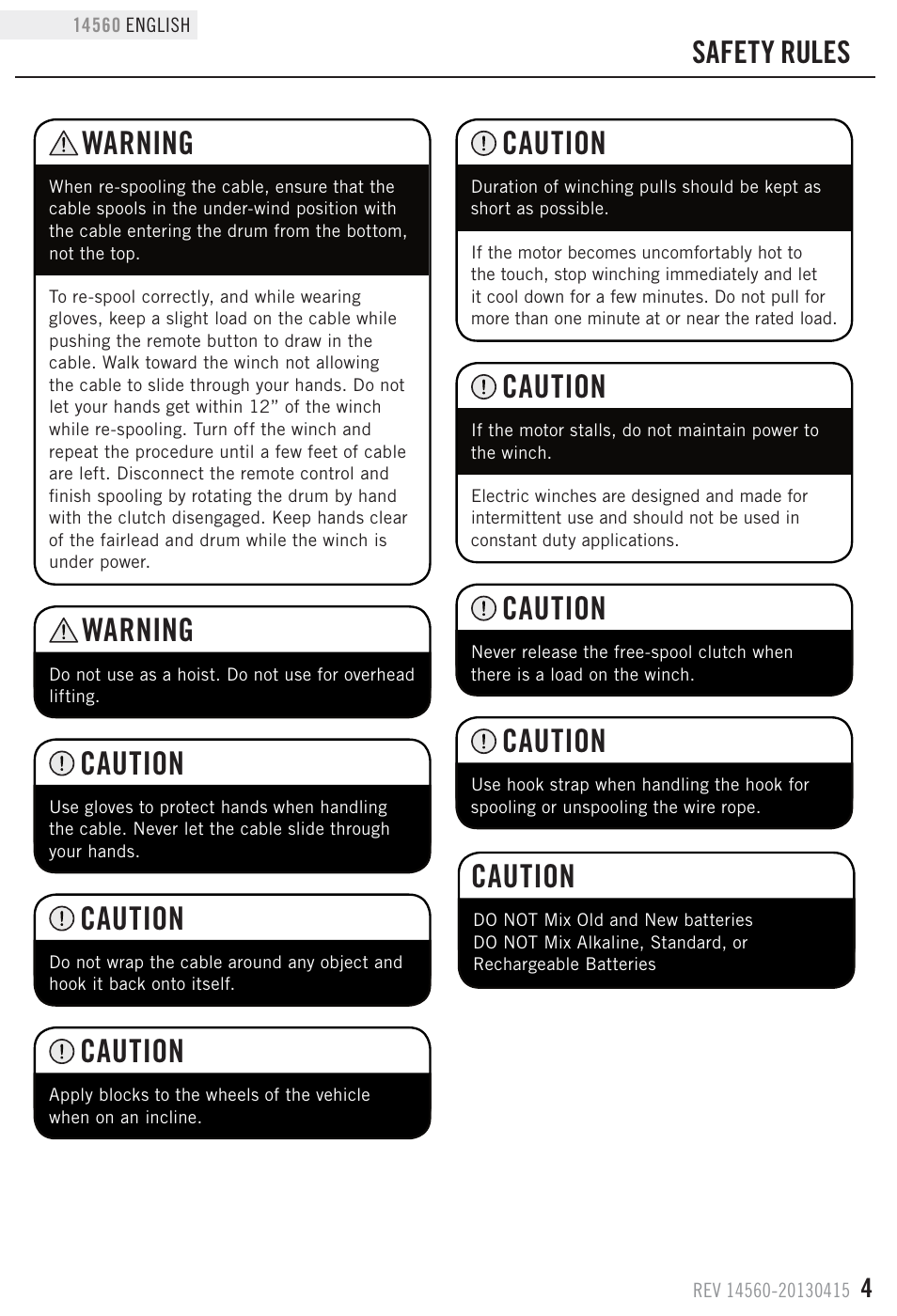 Warning, Caution, Safety rules | Champion Power Equipment 14560 User Manual | Page 7 / 21