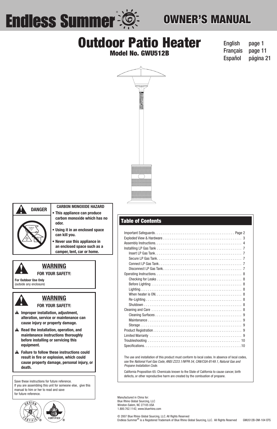 Blue Rhino GWU512B User Manual | 32 pages