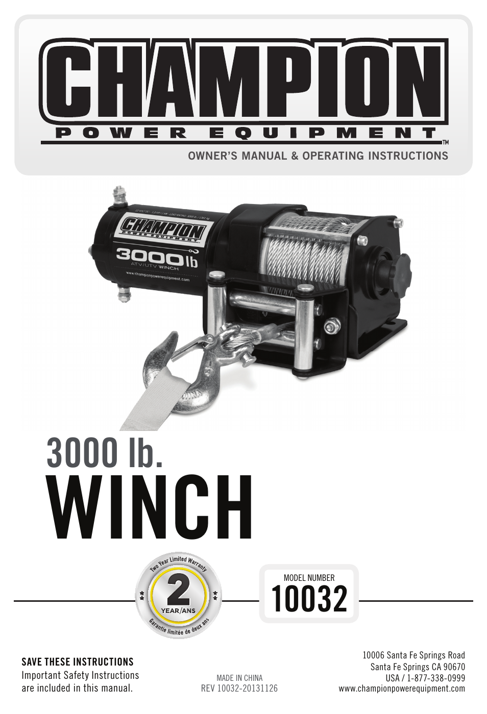 Champion Power Equipment 10032 User Manual | 17 pages