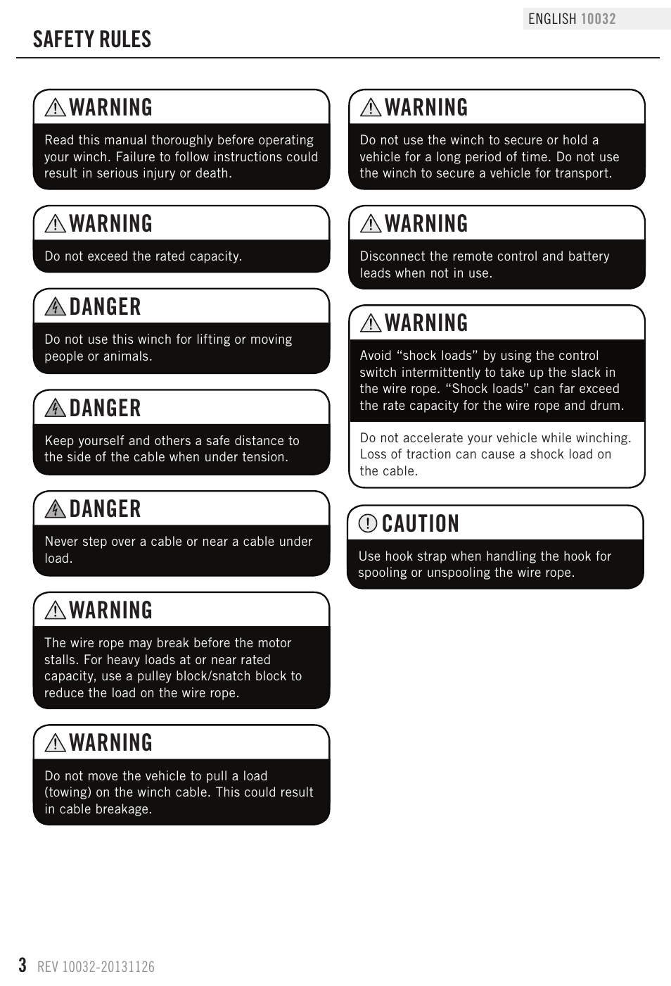 Danger, Warning, Caution | Safety rules | Champion Power Equipment 10032 User Manual | Page 6 / 17