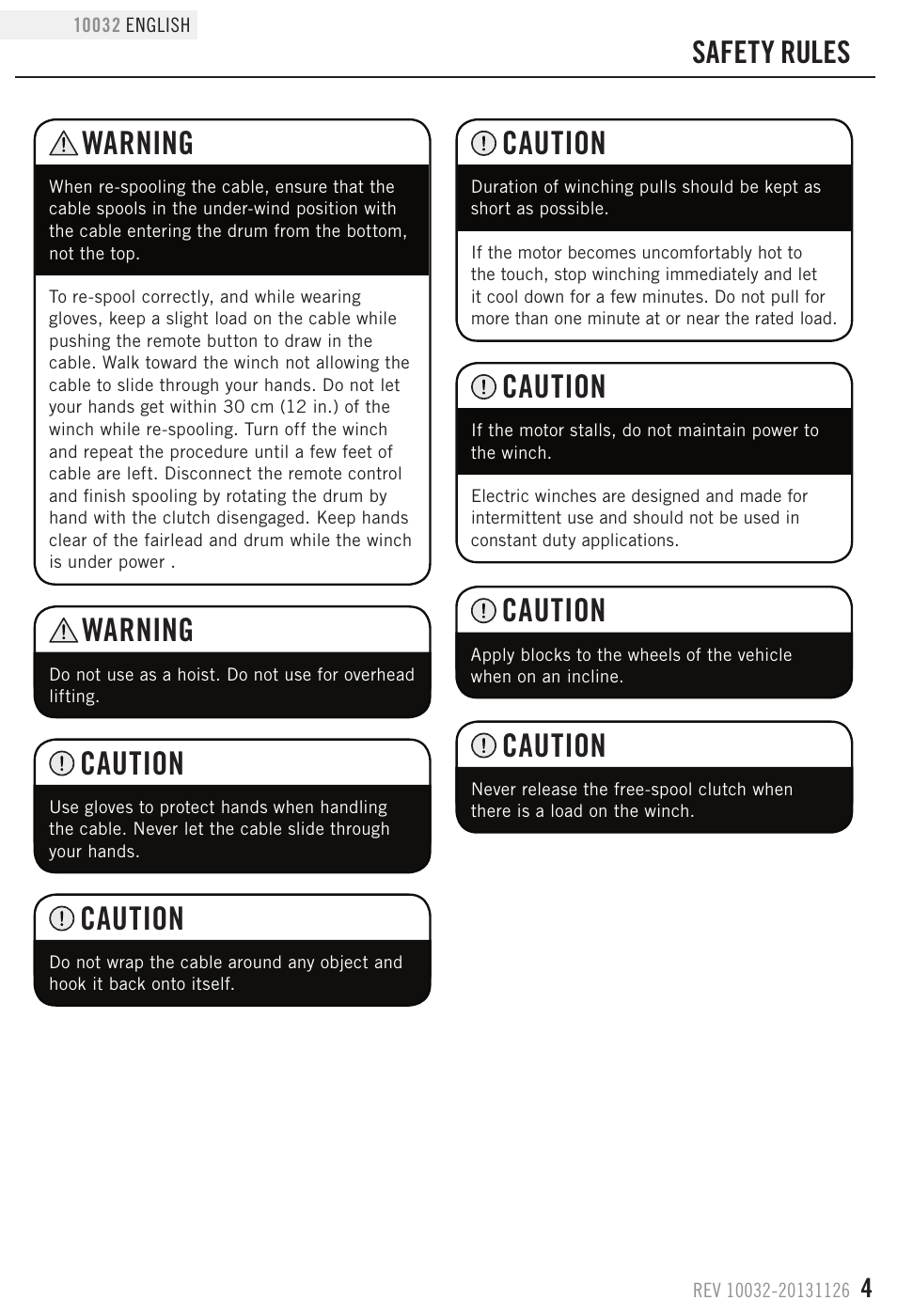 Warning, Caution, Safety rules | Champion Power Equipment 10032 User Manual | Page 7 / 17