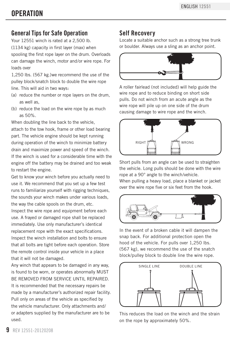 Operation, General tips for safe operation, Self recovery | Champion Power Equipment 12551 User Manual | Page 12 / 19