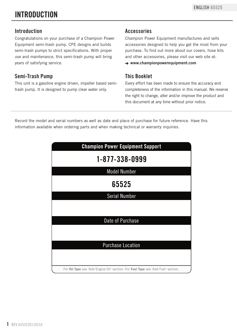 Introduction | Champion Power Equipment 65525 User Manual | Page 4 / 25