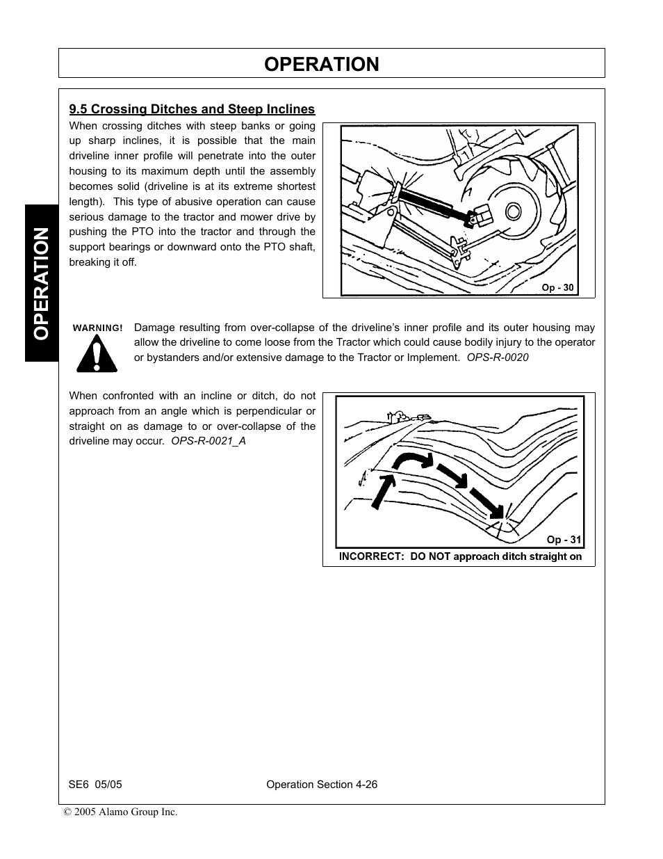 5 crossing ditches and steep inclines, Crossing ditches and steep inclines -26, Operation | Opera t ion | Blue Rhino FC-0007 User Manual | Page 118 / 160