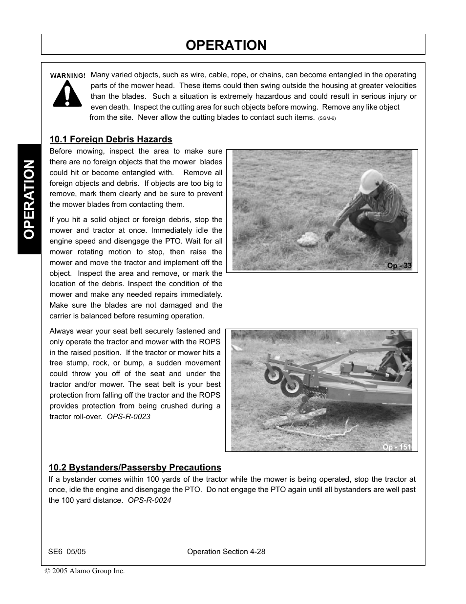 1 foreign debris hazards, 2 bystanders/passersby precautions, Operation | Opera t ion | Blue Rhino FC-0007 User Manual | Page 120 / 160