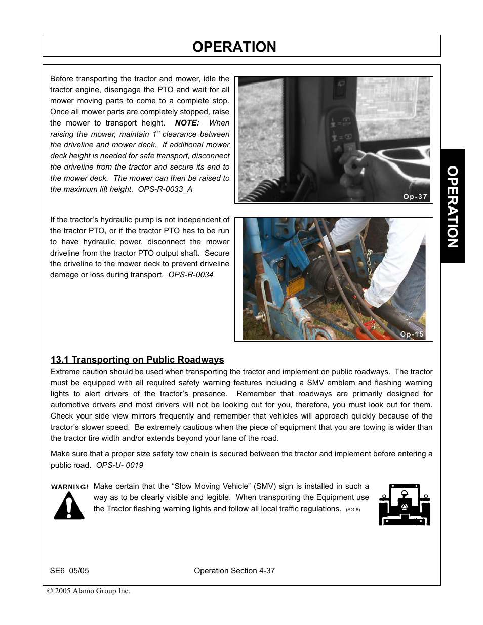 1 transporting on public roadways, Transporting on public roadways -37, Operation | Opera t ion | Blue Rhino FC-0007 User Manual | Page 129 / 160
