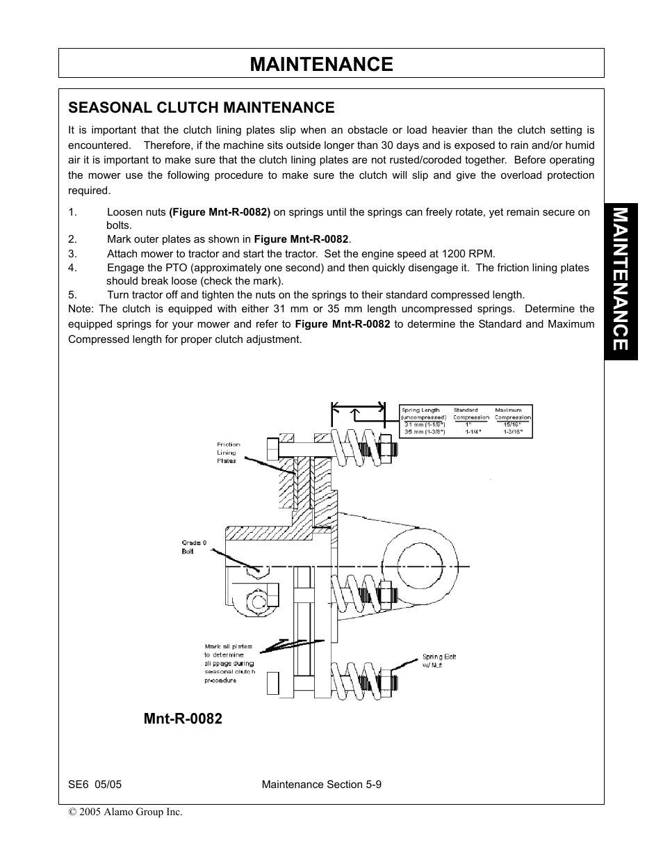 Seasonal clutch maintenance, Mark outer plates as shown in figure mnt-r-0082, Seasonal clutch maintenance -9 | Maintenance | Blue Rhino FC-0007 User Manual | Page 145 / 160