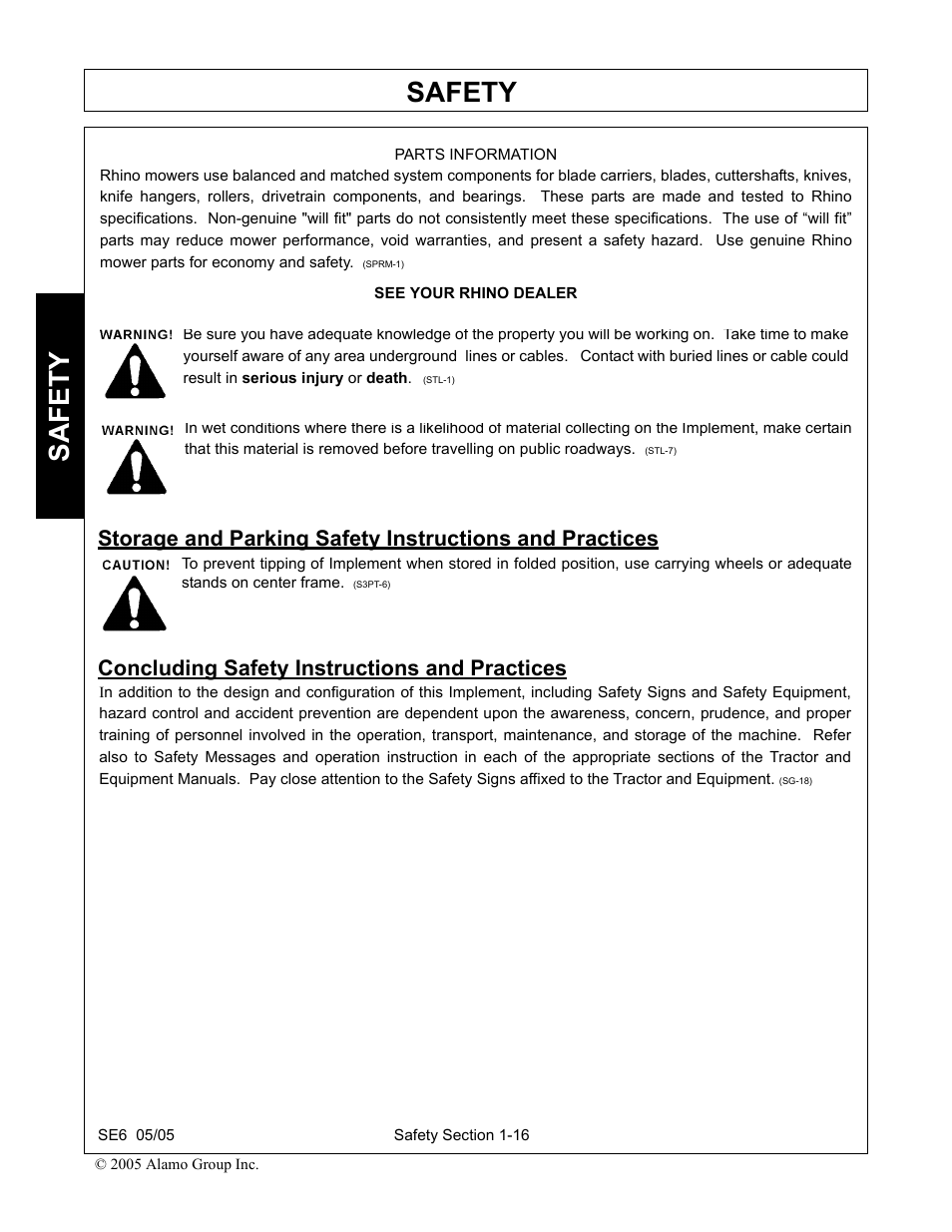 Concluding safety instructions and practices, Safety | Blue Rhino FC-0007 User Manual | Page 22 / 160