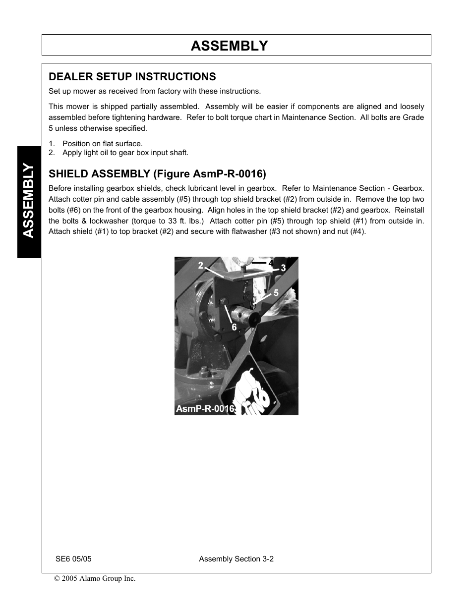 Dealer setup instructions, Position on flat surface, Apply light oil to gear box input shaft | Shield assembly (figure asmp-r-0016), Assembly, Assembl y | Blue Rhino FC-0007 User Manual | Page 82 / 160