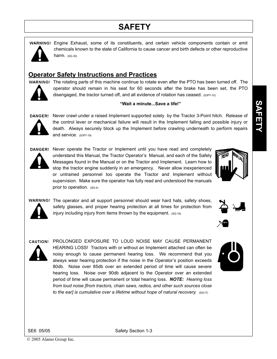 Operator safety instructions and practices, Operator safety instructions and practices -3, Safety | Blue Rhino FC-0007 User Manual | Page 9 / 160