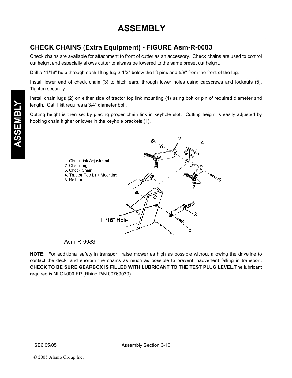 Check chains (extra equipment) - figure asm-r-0083, Assembly, Assembl y | Blue Rhino FC-0007 User Manual | Page 90 / 160
