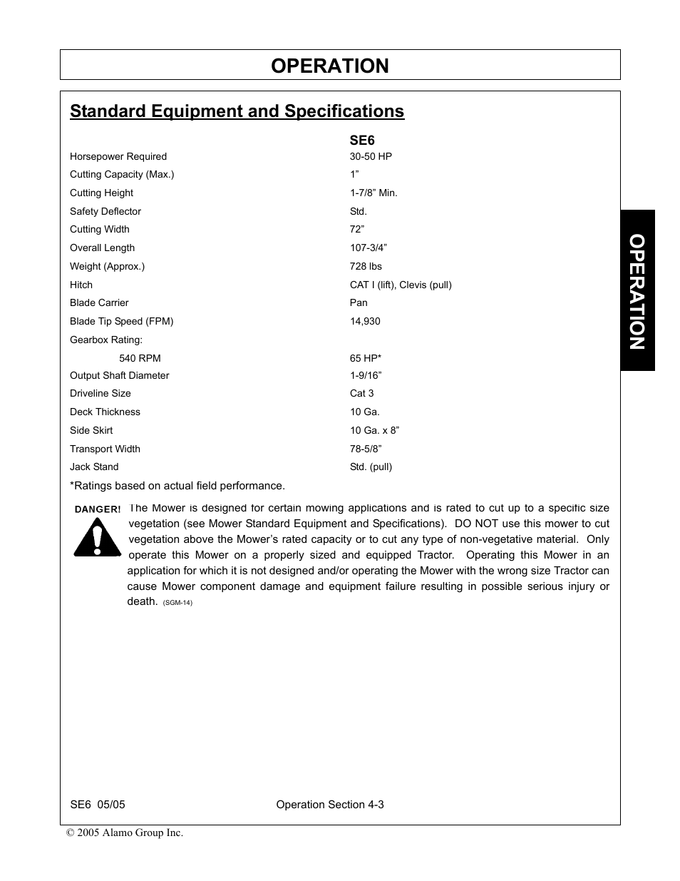 Standard equipment and specifications, Standard equipment and specifications -3, Operation | Opera t ion | Blue Rhino FC-0007 User Manual | Page 95 / 160