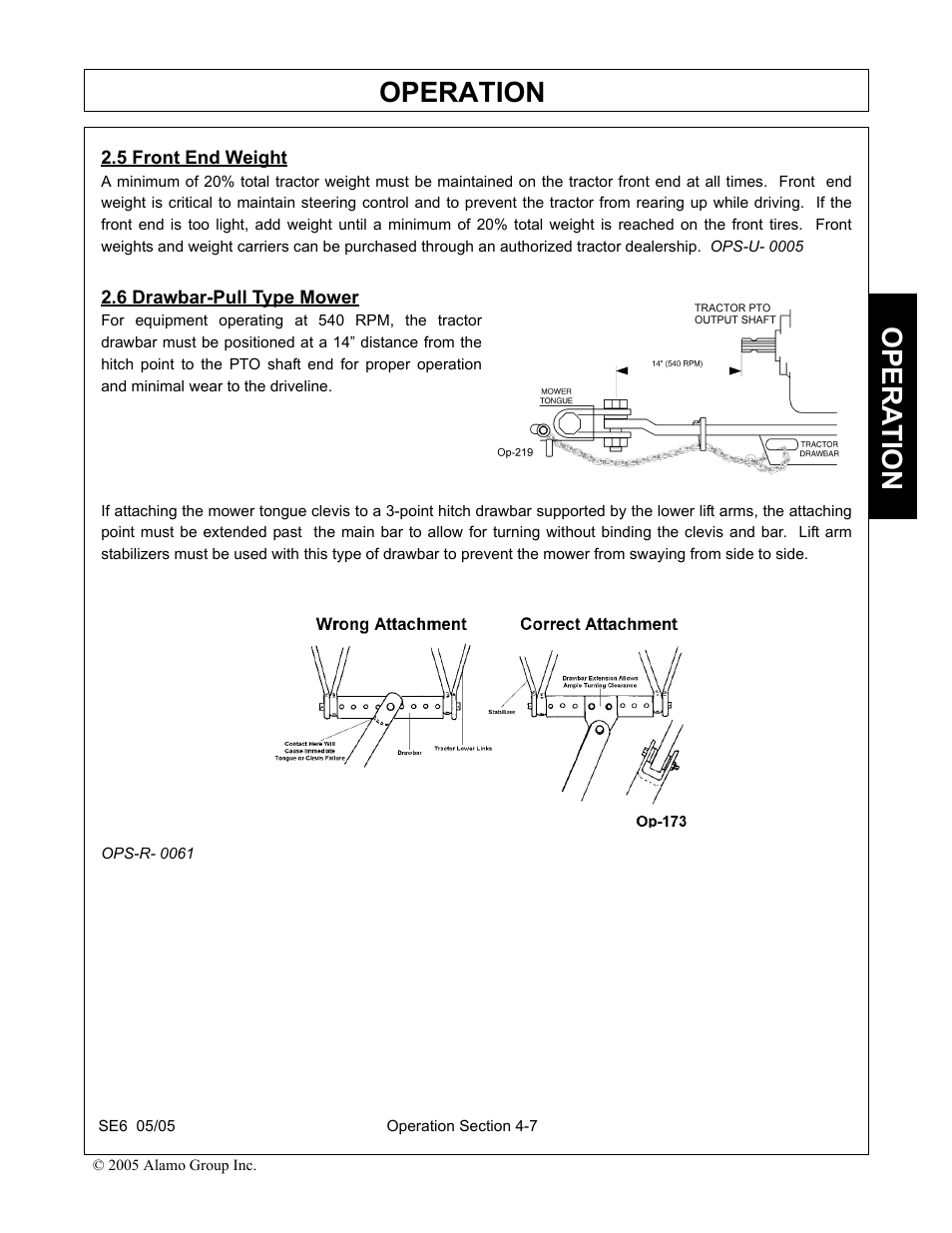 5 front end weight, 6 drawbar-pull type mower, Front end weight -7 drawbar-pull type mower -7 | Operation, Opera t ion | Blue Rhino FC-0007 User Manual | Page 99 / 160