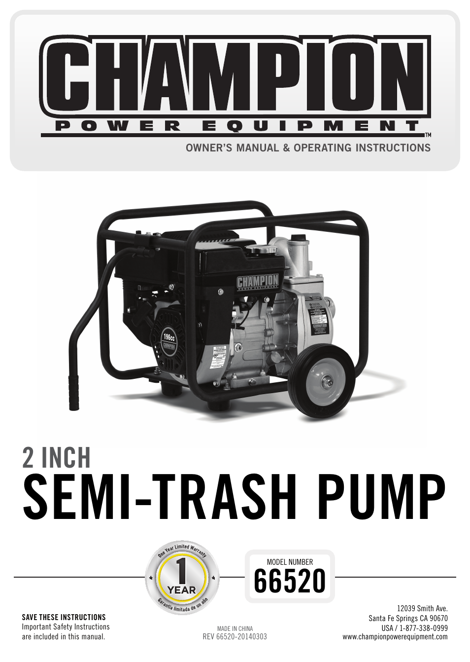 Champion Power Equipment 66520 User Manual | 26 pages