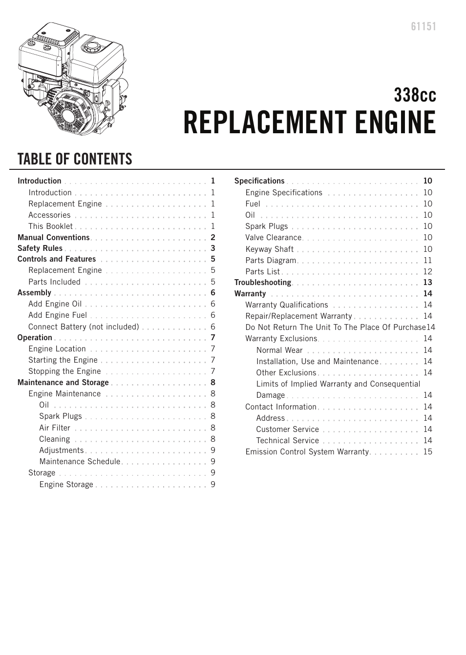 Champion Power Equipment 61151 User Manual | Page 3 / 20