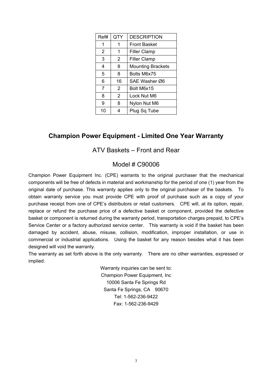 Champion Power Equipment C90006 User Manual | Page 4 / 5