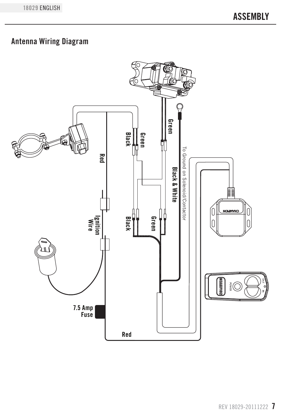 Assembly, Antenna wiring diagram | Champion Power Equipment 18029 User Manual | Page 7 / 8