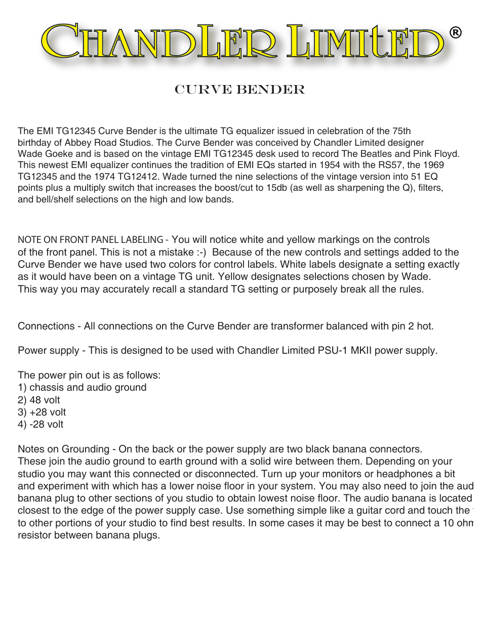 Chandler Limited Curve Bender User Manual | 5 pages