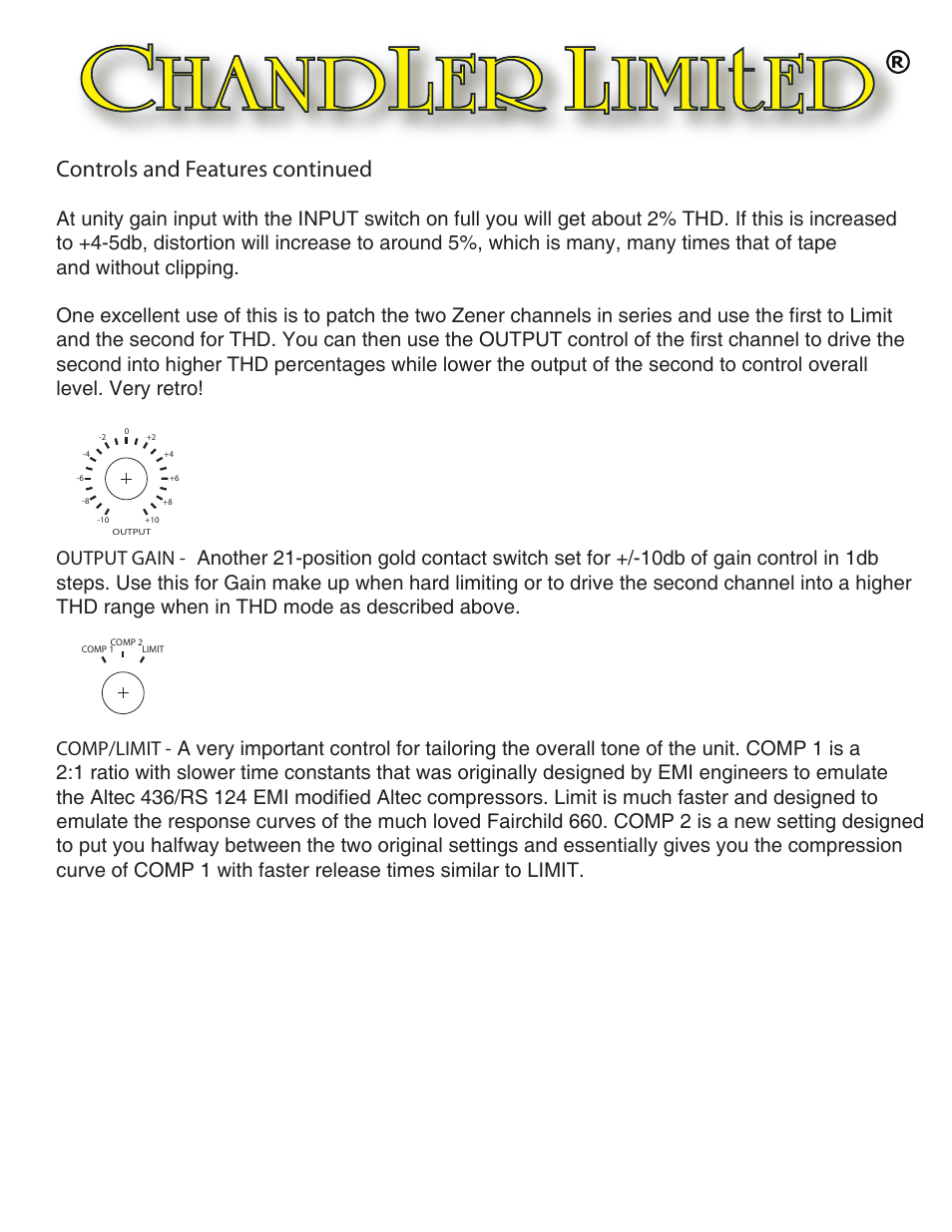 Controls and features continued | Chandler Limited Zener Limiter User Manual | Page 3 / 7