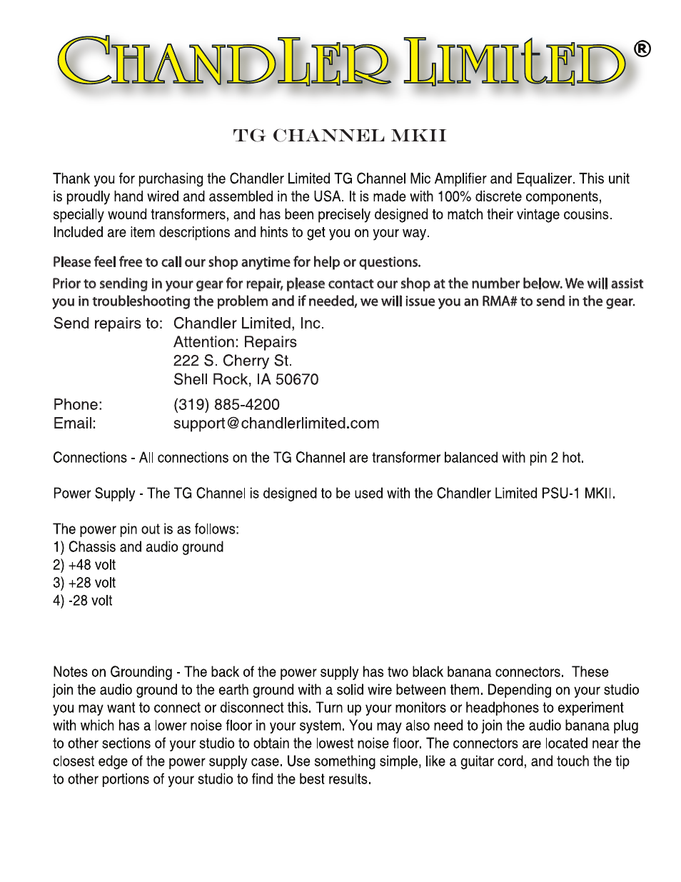 Chandler Limited TG Channel MKII User Manual | 5 pages