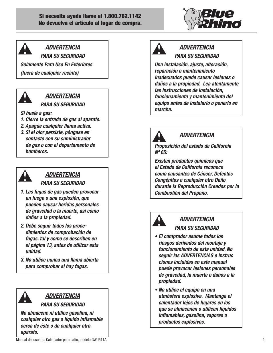 Blue Rhino GWU512A User Manual | Page 23 / 44