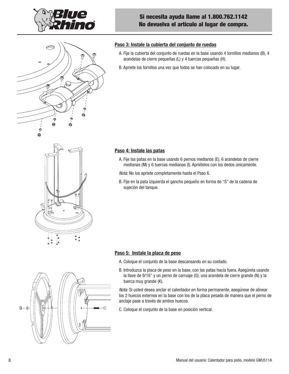 Blue Rhino GWU512A User Manual | Page 30 / 44