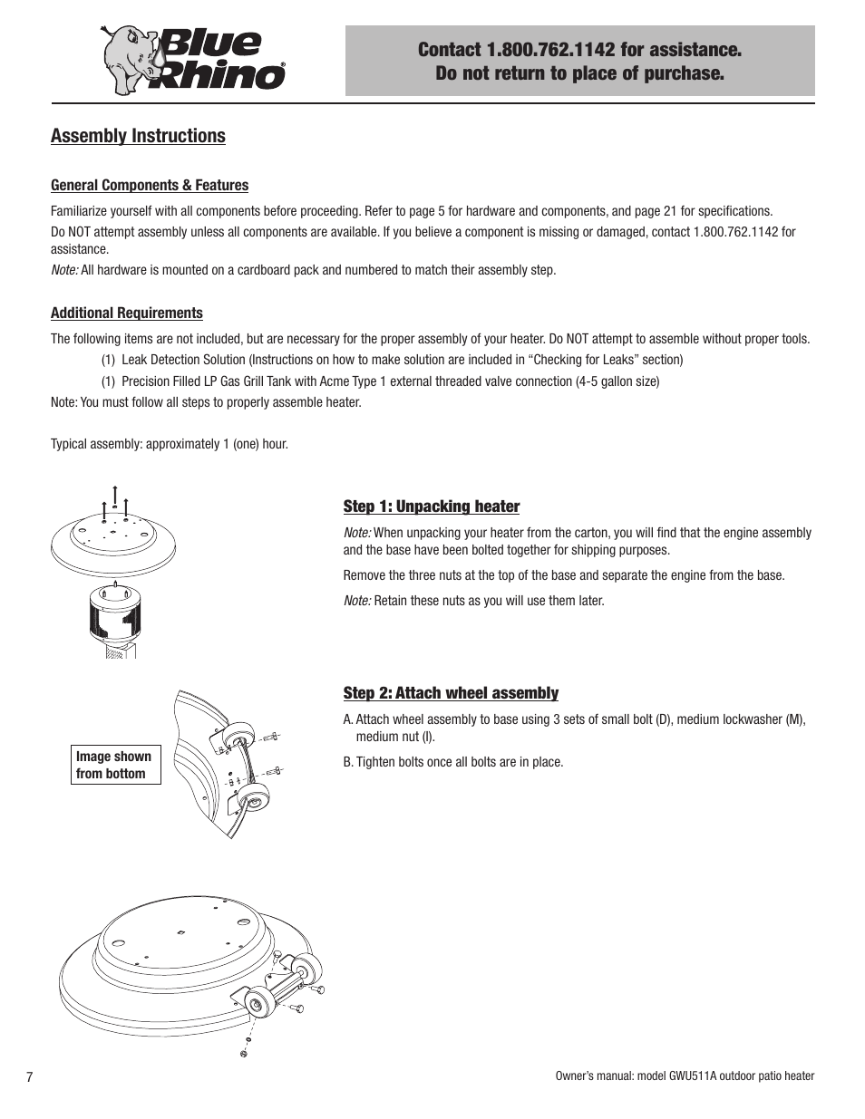Assembly instructions | Blue Rhino GWU512A User Manual | Page 8 / 44