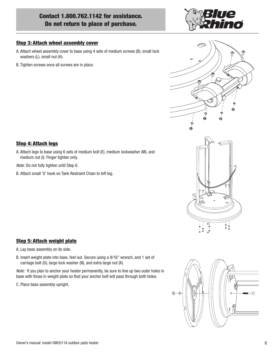 Blue Rhino GWU512A User Manual | Page 9 / 44