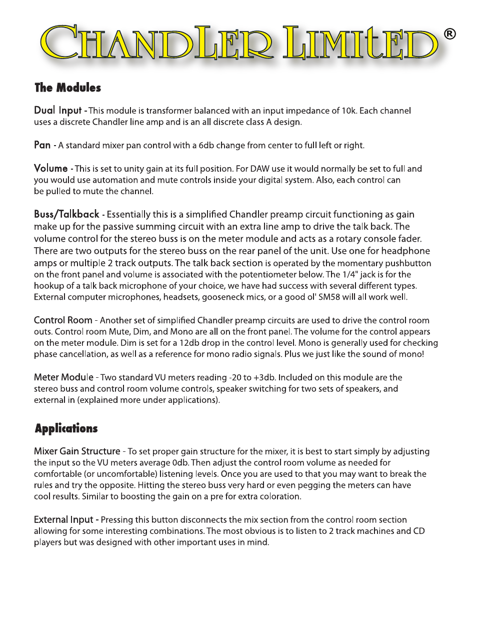 Chandler Limited Mini Rack Mixer User Manual | Page 2 / 4