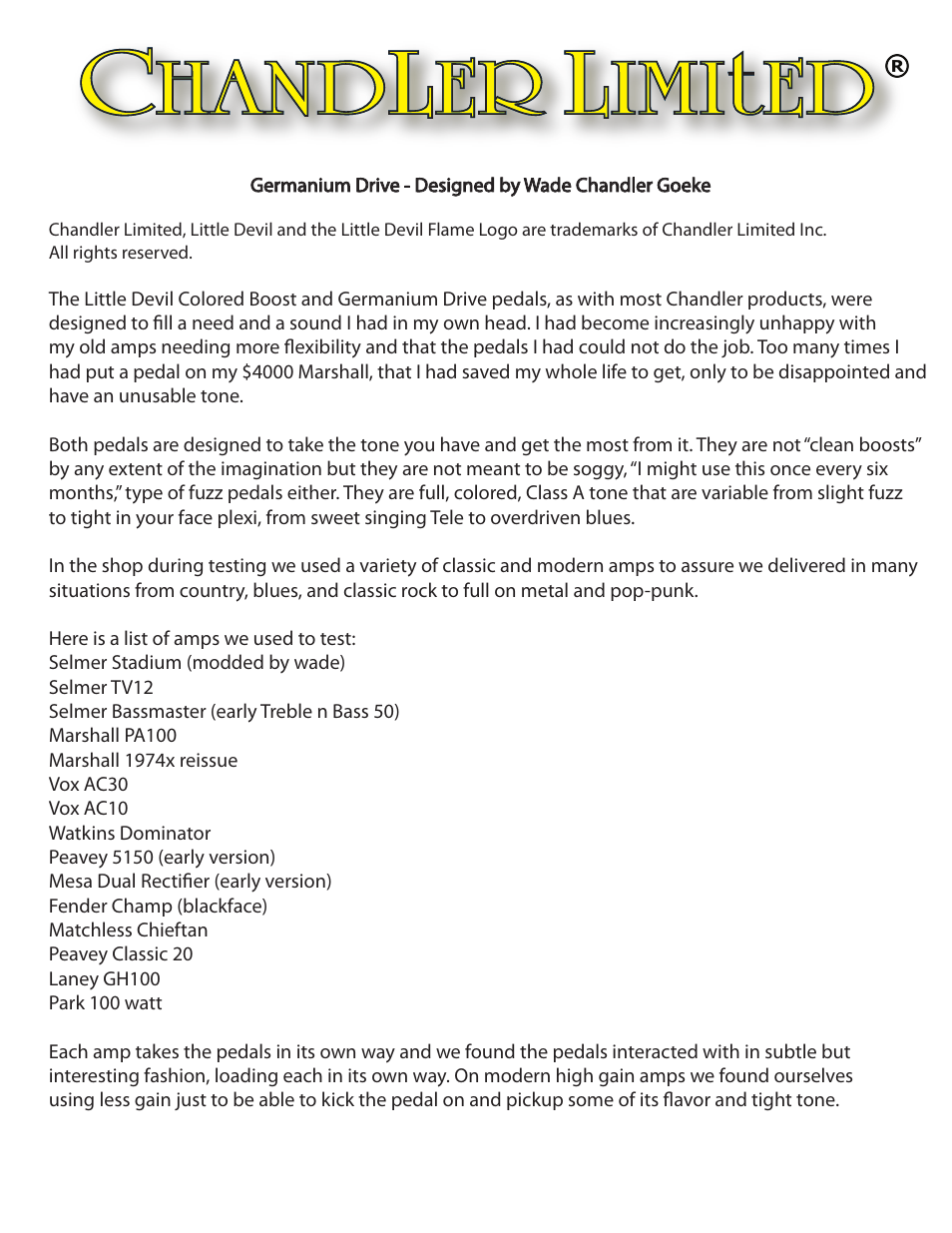 Chandler Limited Germanium Drive User Manual | Page 2 / 6