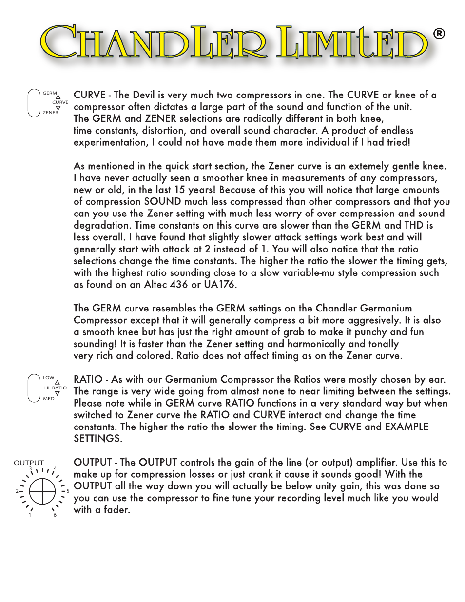 Output | Chandler Limited Little Devil Compressor User Manual | Page 4 / 9