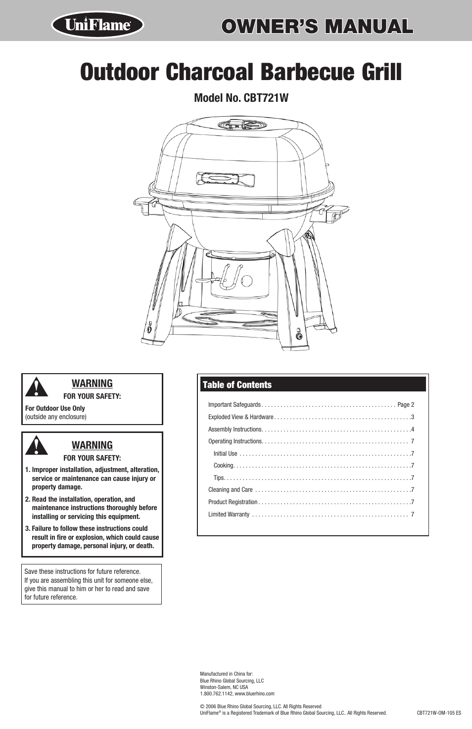 Blue Rhino CBT721W User Manual | 16 pages