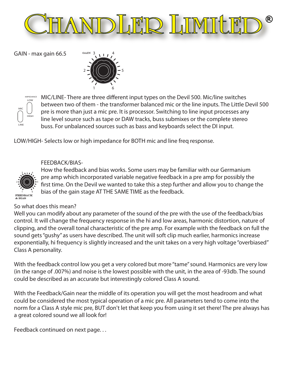 Gain | Chandler Limited Little Devil pre amp User Manual | Page 3 / 5