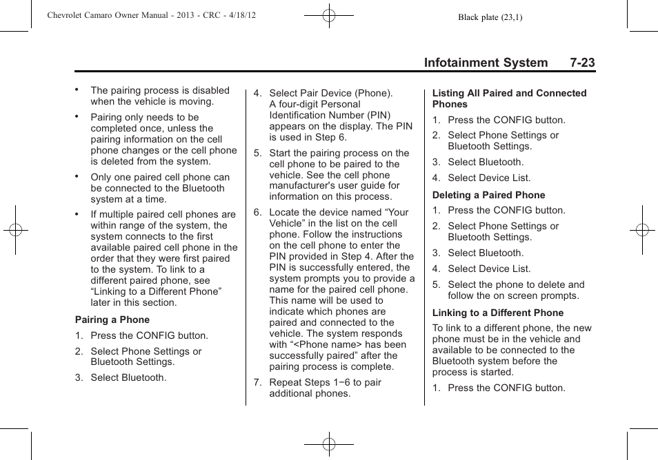 Infotainment system 7-23 | CHEVROLET 2013 Camaro User Manual | Page 179 / 414