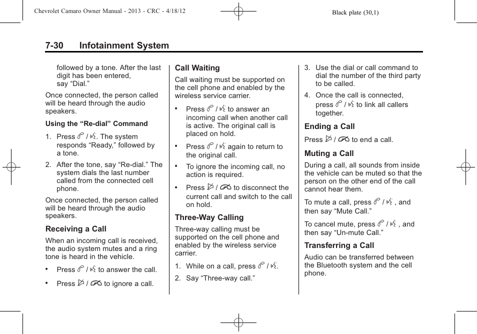 CHEVROLET 2013 Camaro User Manual | Page 186 / 414