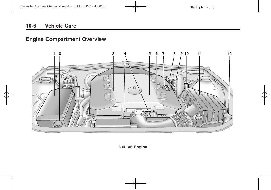 Engine compartment overview | CHEVROLET 2013 Camaro User Manual | Page 256 / 414