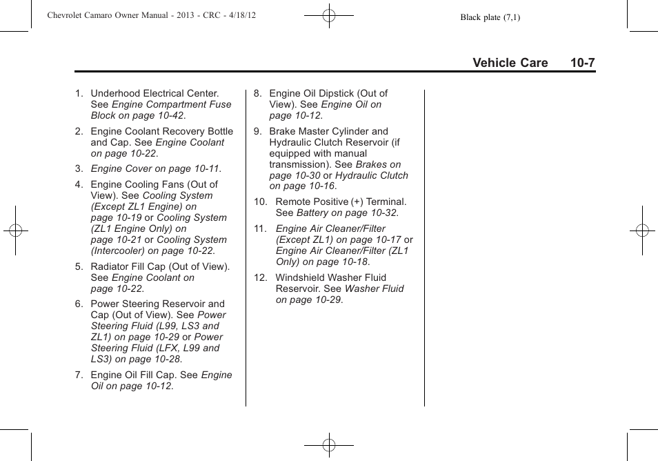 Vehicle care 10-7 | CHEVROLET 2013 Camaro User Manual | Page 257 / 414