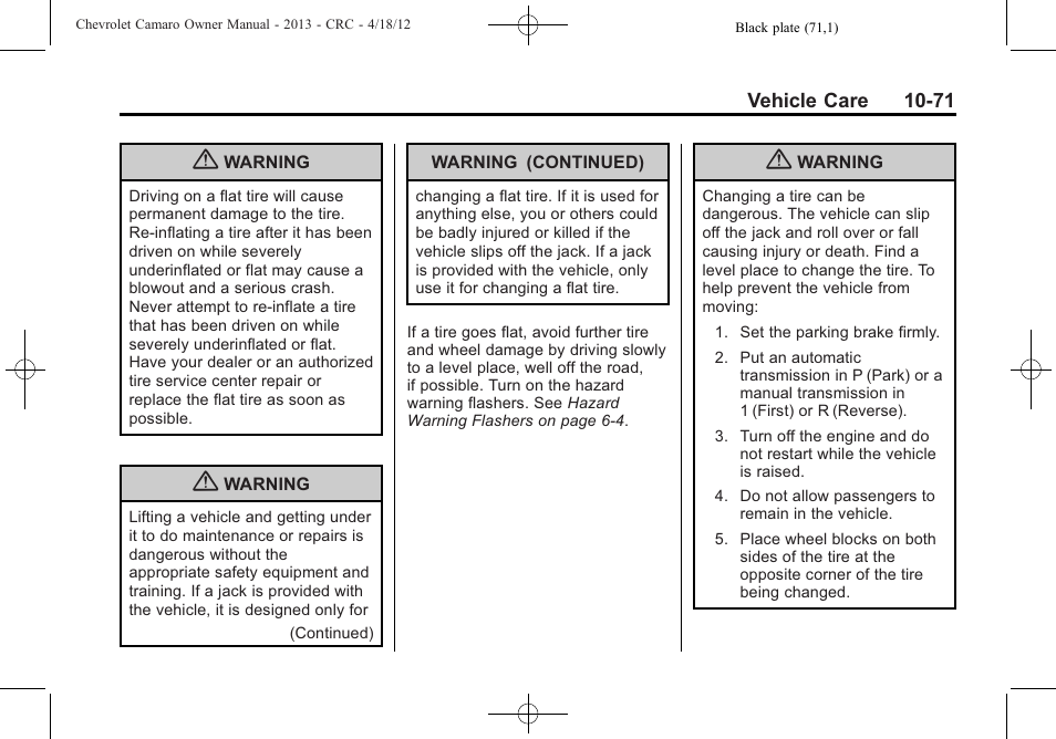 CHEVROLET 2013 Camaro User Manual | Page 321 / 414