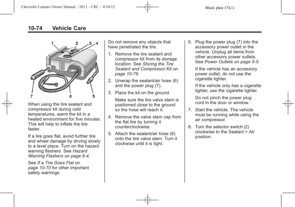 74 vehicle care | CHEVROLET 2013 Camaro User Manual | Page 324 / 414