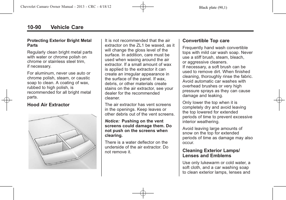 90 vehicle care | CHEVROLET 2013 Camaro User Manual | Page 340 / 414