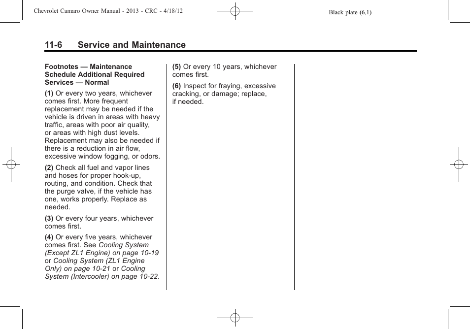 6 service and maintenance | CHEVROLET 2013 Camaro User Manual | Page 352 / 414