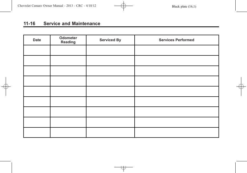 16 service and maintenance | CHEVROLET 2013 Camaro User Manual | Page 362 / 414