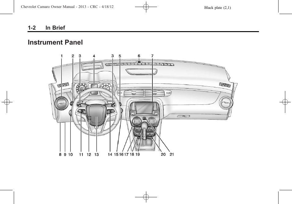 Instrument panel | CHEVROLET 2013 Camaro User Manual | Page 8 / 414