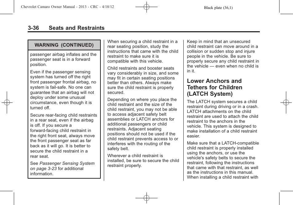CHEVROLET 2013 Camaro User Manual | Page 84 / 414