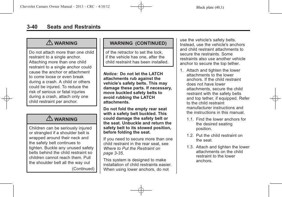 CHEVROLET 2013 Camaro User Manual | Page 88 / 414