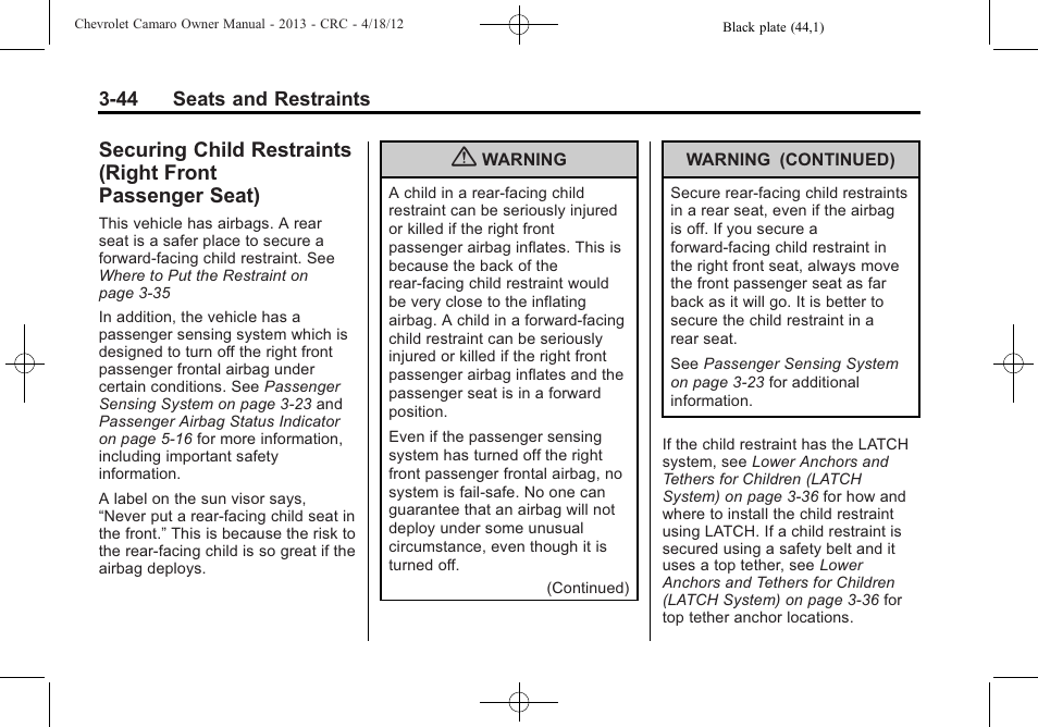 CHEVROLET 2013 Camaro User Manual | Page 92 / 414